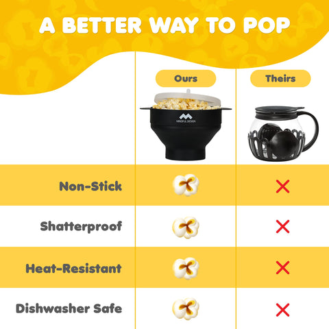 Mindful Design BPA-free PVC-free silicone popcorn popper ensures toxin-free snacking.