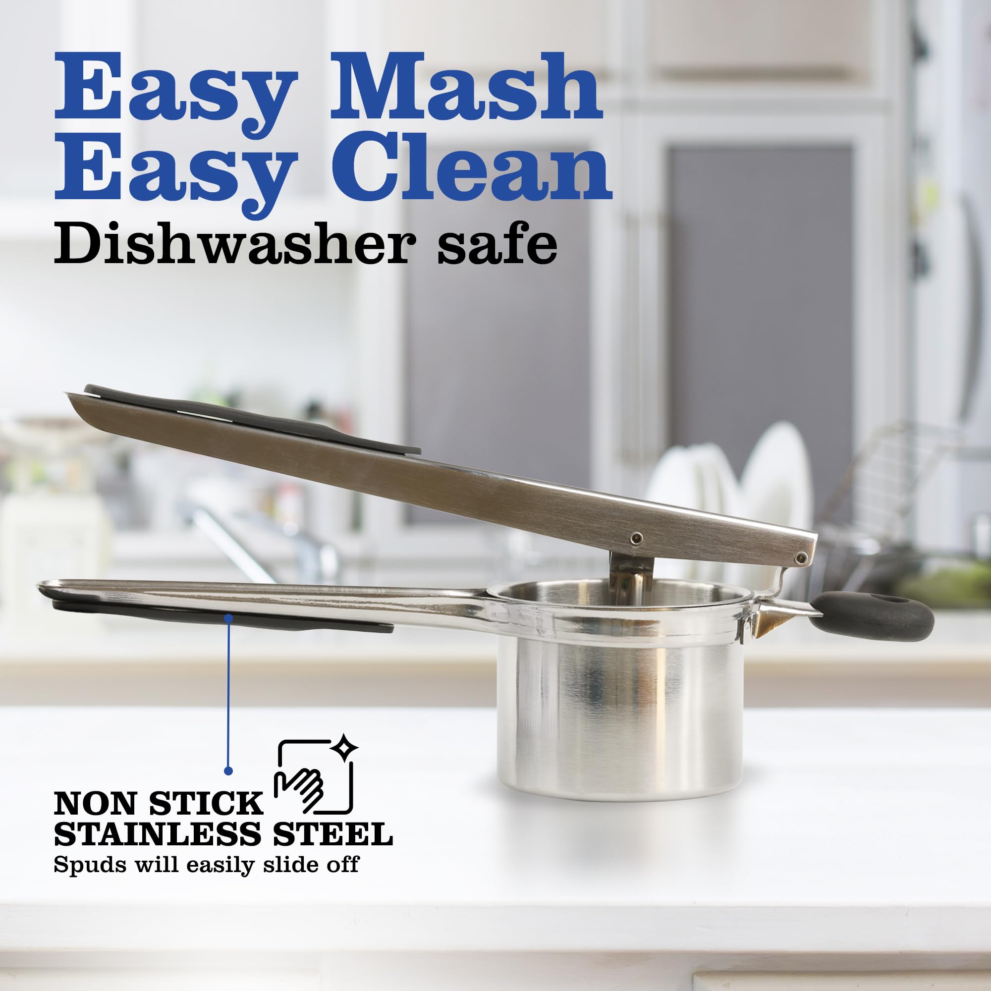 Mindful Design potato ricer stainless steel body resists rust with daily use