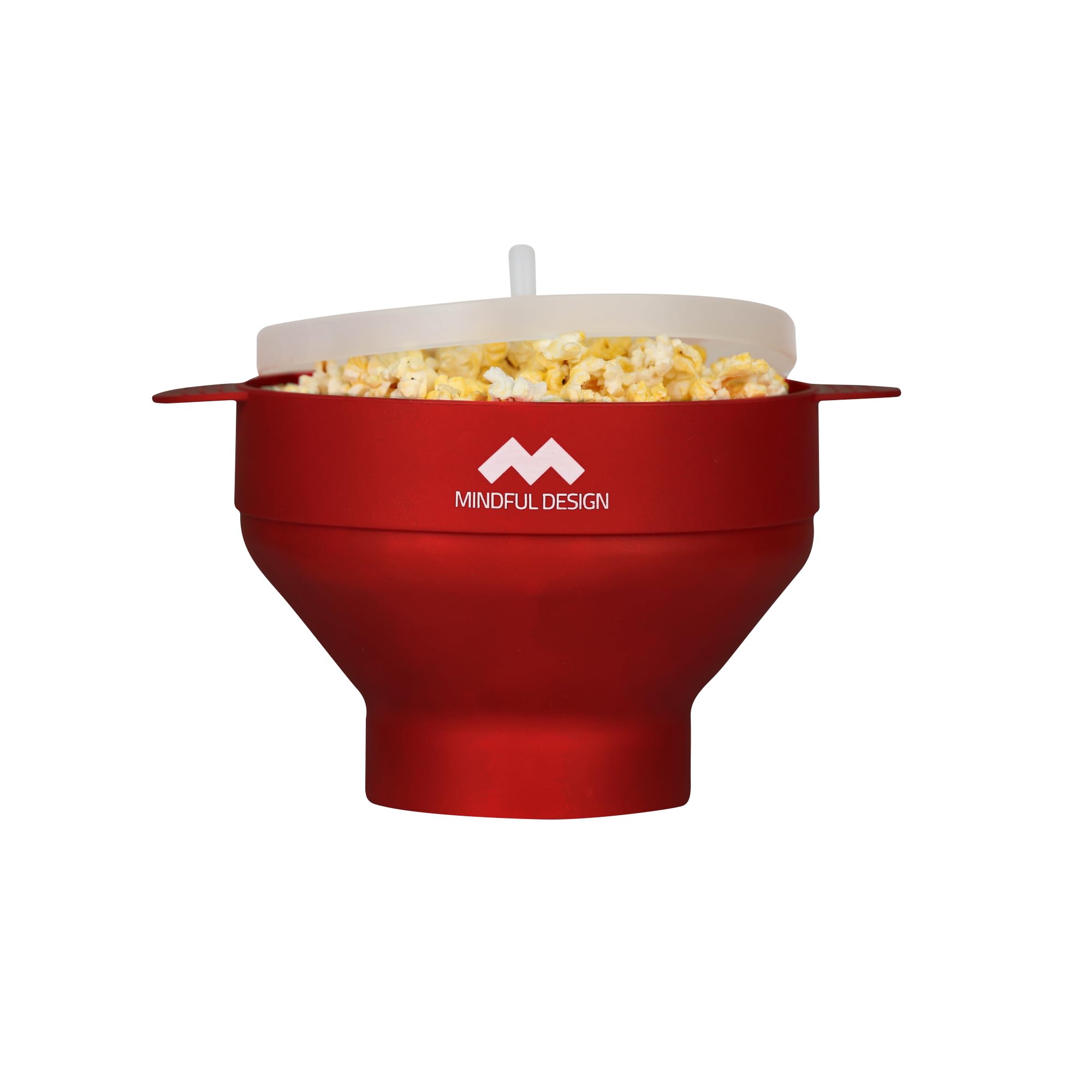 Mindful Design popcorn popper bowl in cherry red offers safe, quick movie-night snacking.