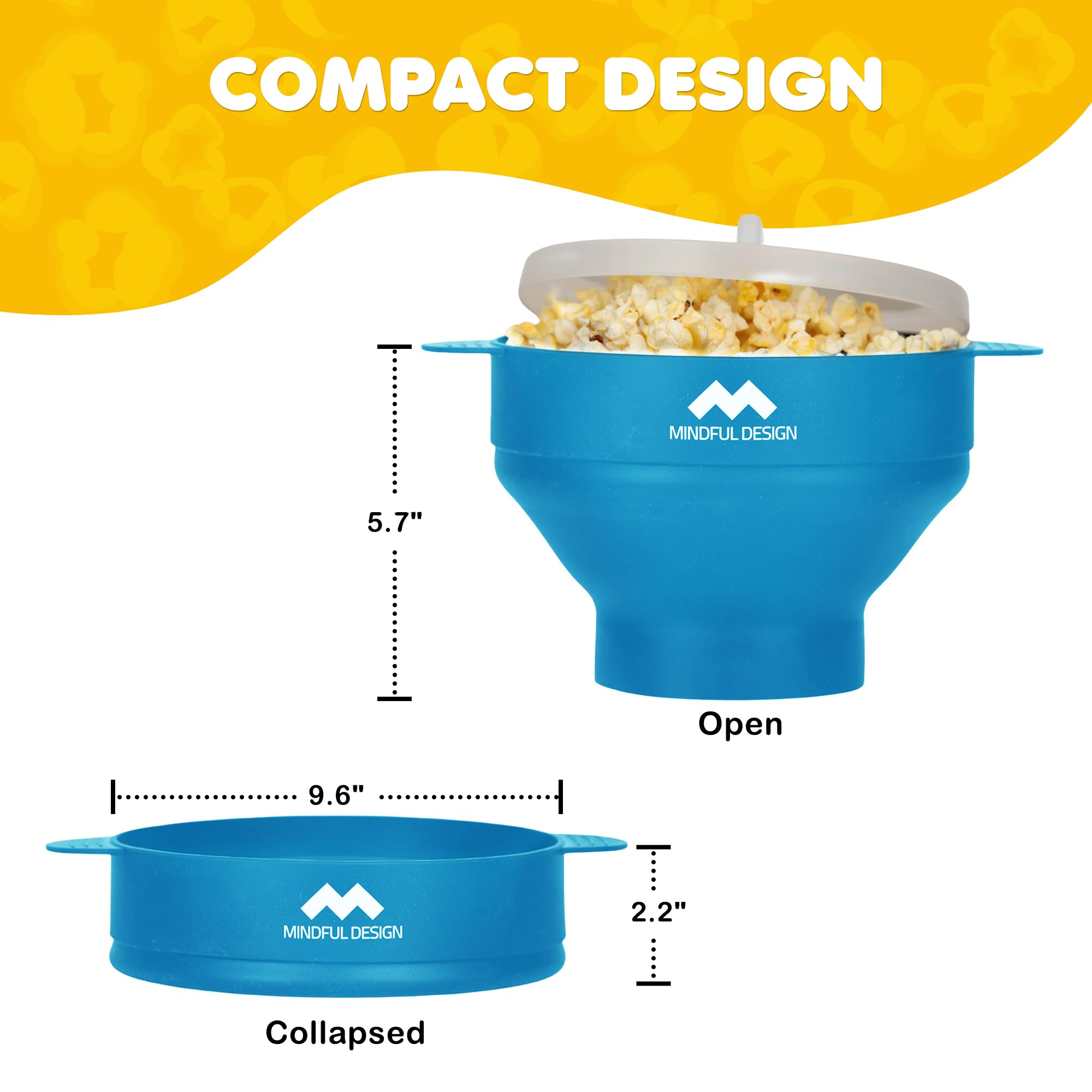 Mindful Design collapsible silicone popper saves space in small kitchens.