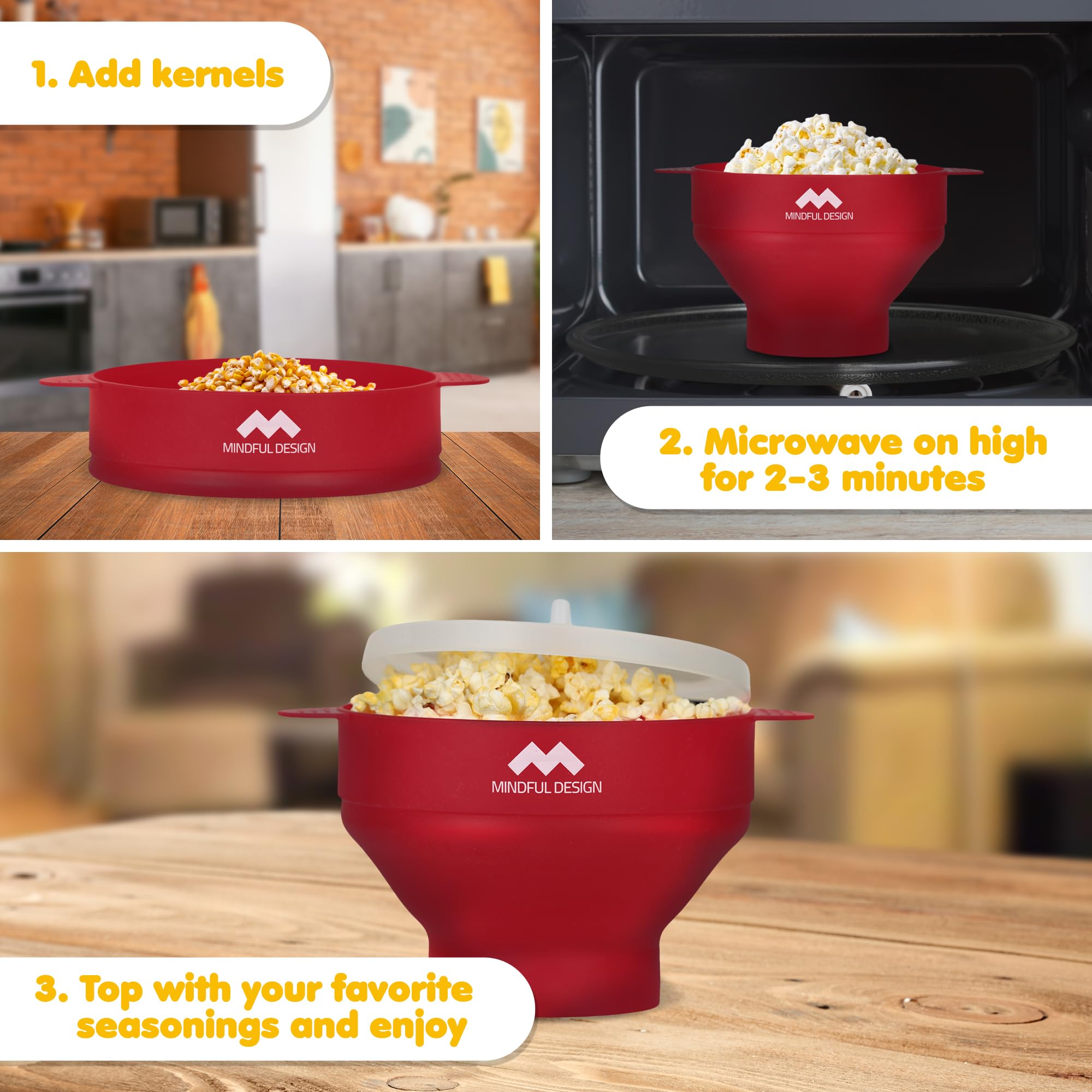Mindful Design popcorn popper handles provide safe, easy serving.