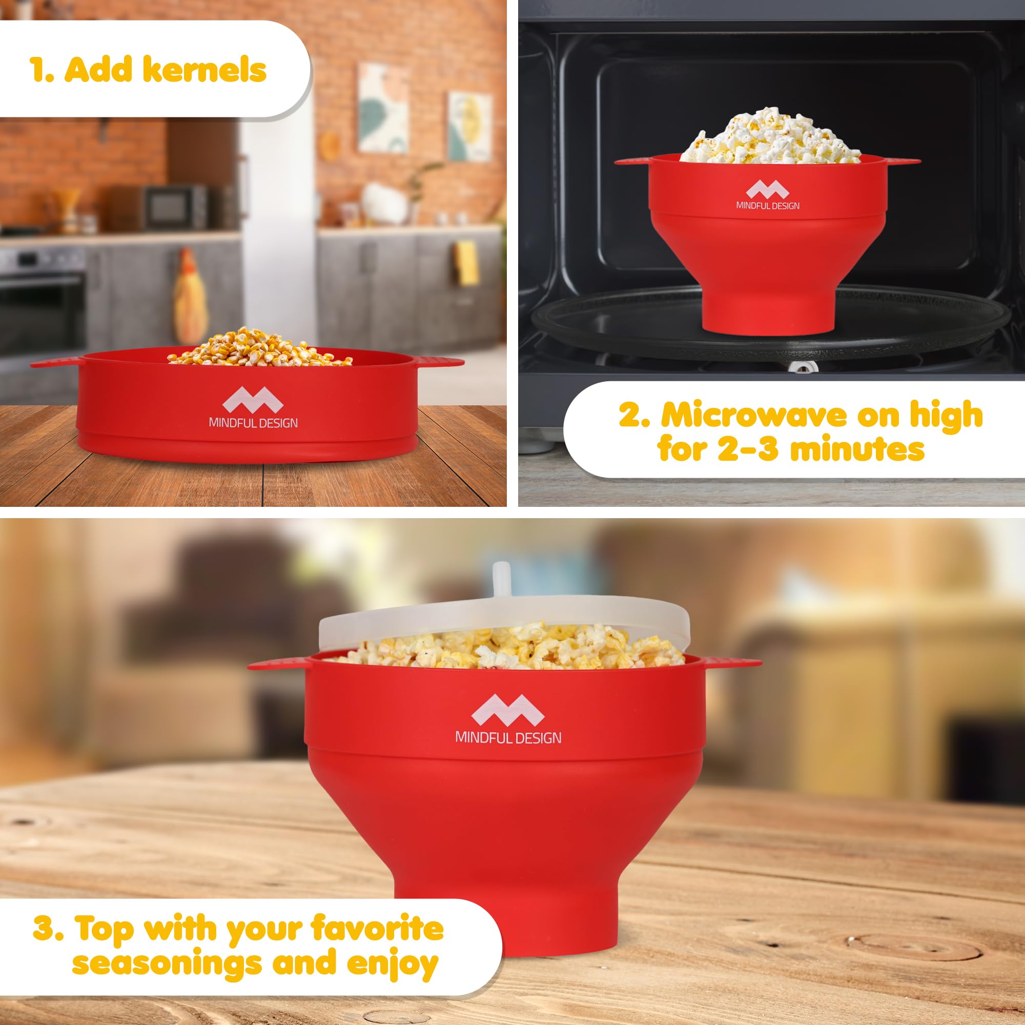 Mindful Design popper with lid and handles for safe family movie nights.