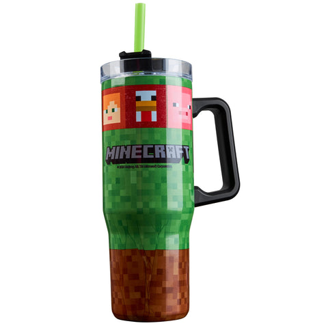 Minecraft insulated tumbler 33oz with handle for on-the-go hydration.