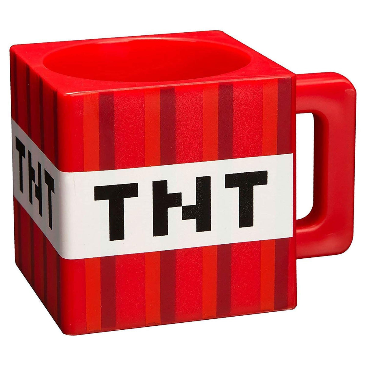 Minecraft TNT block mug front view showcases bold red color for themed coffee breaks