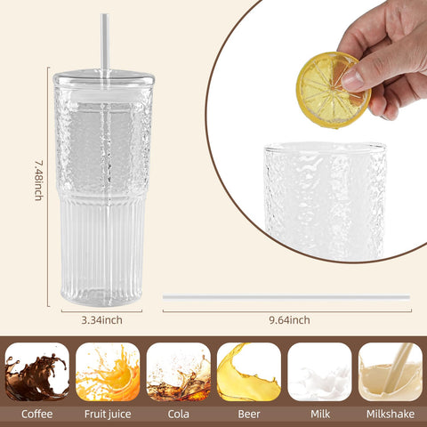 MINGHYZYA 20oz BPA-free glass ideal for tea, coffee, or juice.