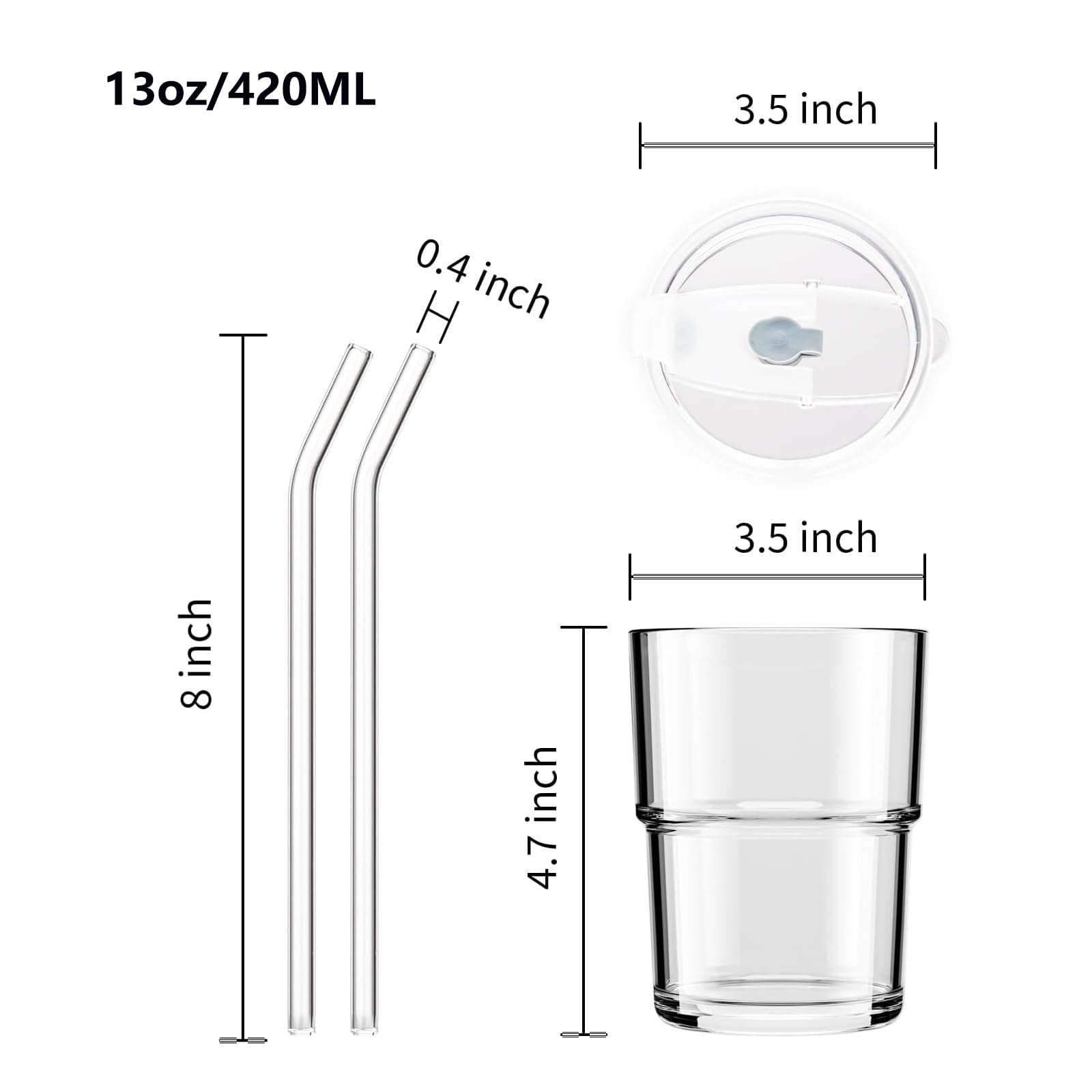 MINGHYZYA amber 2-pack 13oz capacity fits coffee, smoothies, and water.