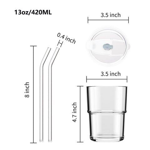 MINGHYZYA amber 2-pack 13oz capacity fits coffee, smoothies, and water.