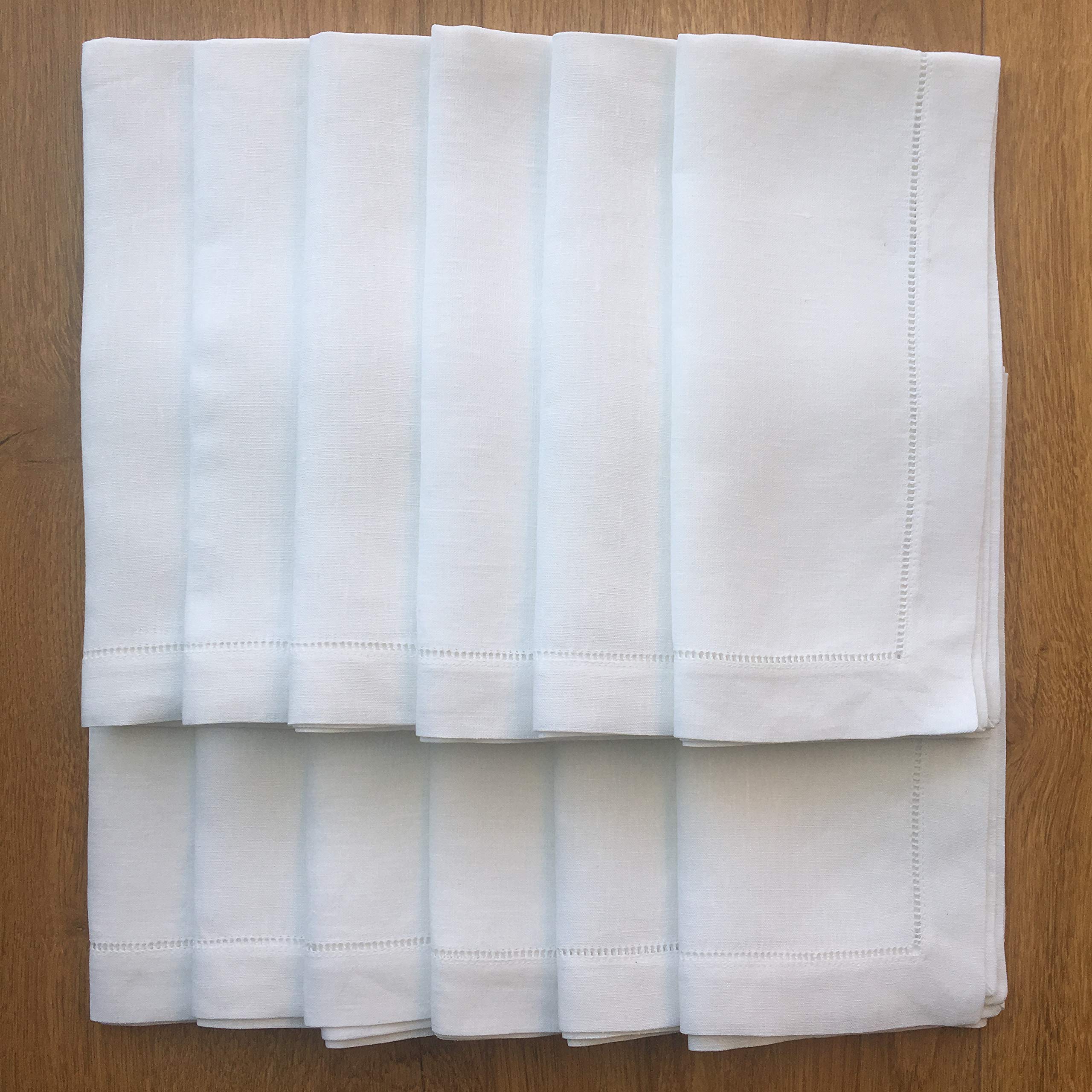 Minhcraft white linen napkins 20x20 displayed on a dining table