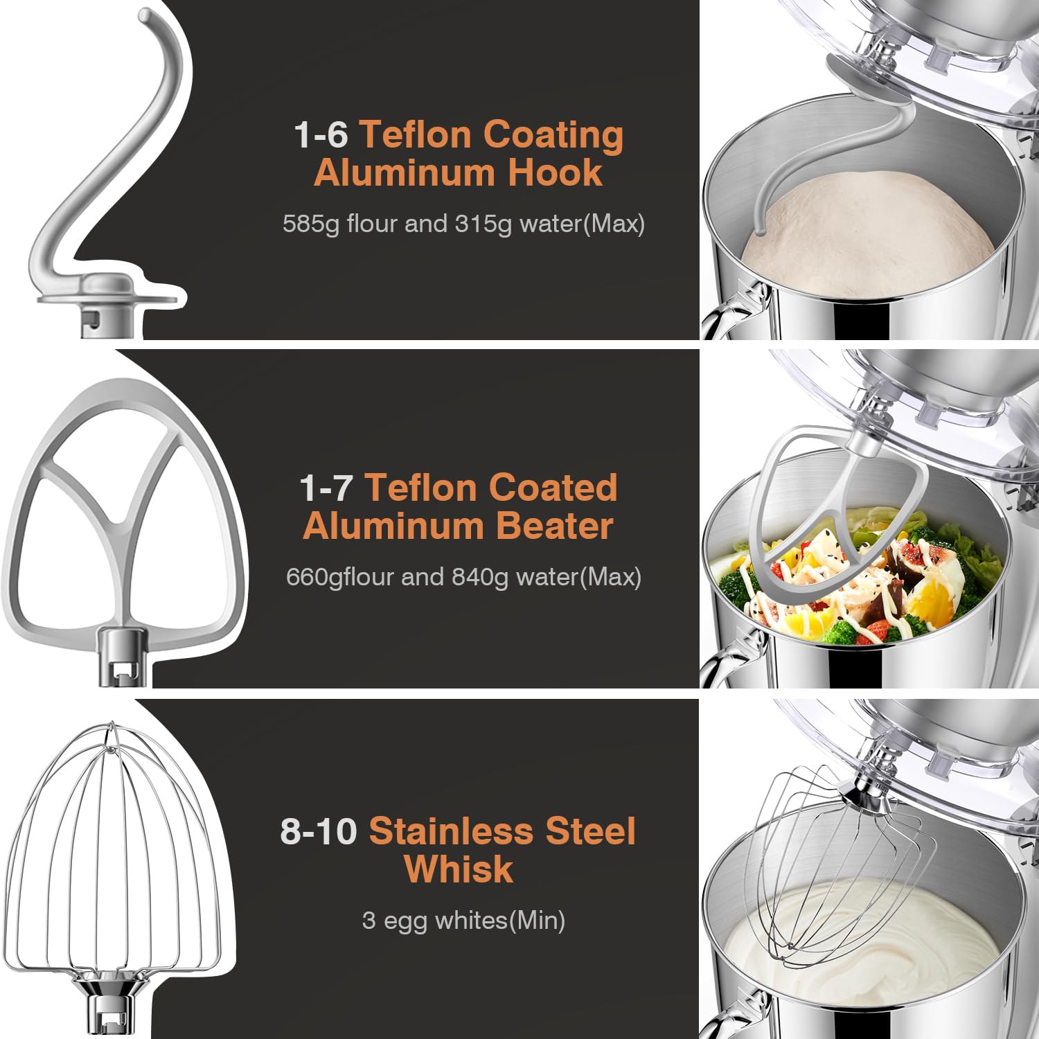 Mini Angel attachments wire whisk creates fluffy eggs and cream with precision
