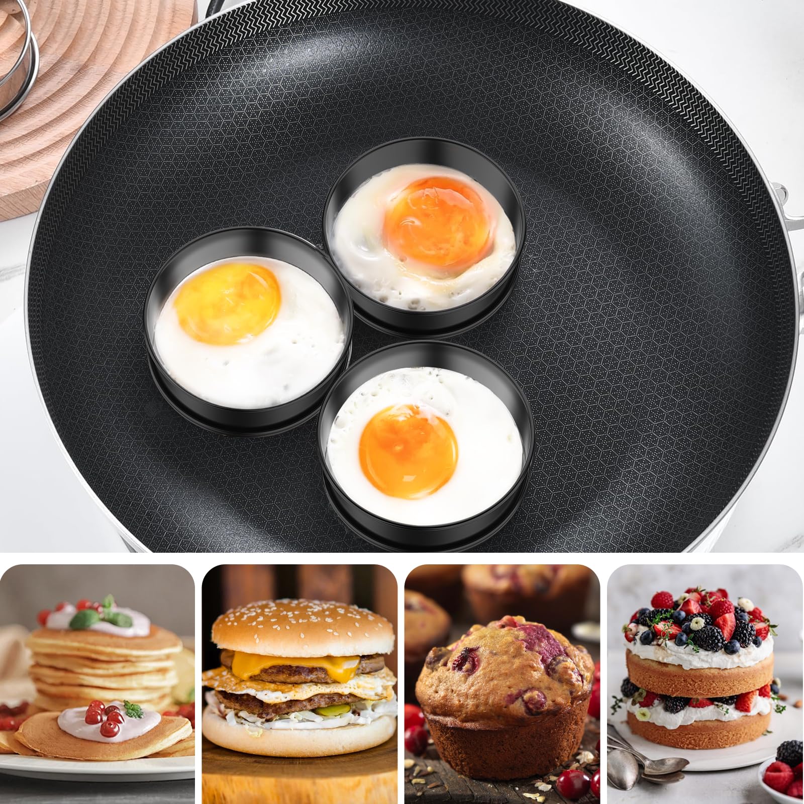 MINO ANT crumpet rings stainless steel design, durable and rust-resistant for repeated use