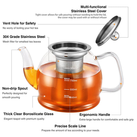 MINO ANT removable infuser tea maker for blooming and loose leaf teas.