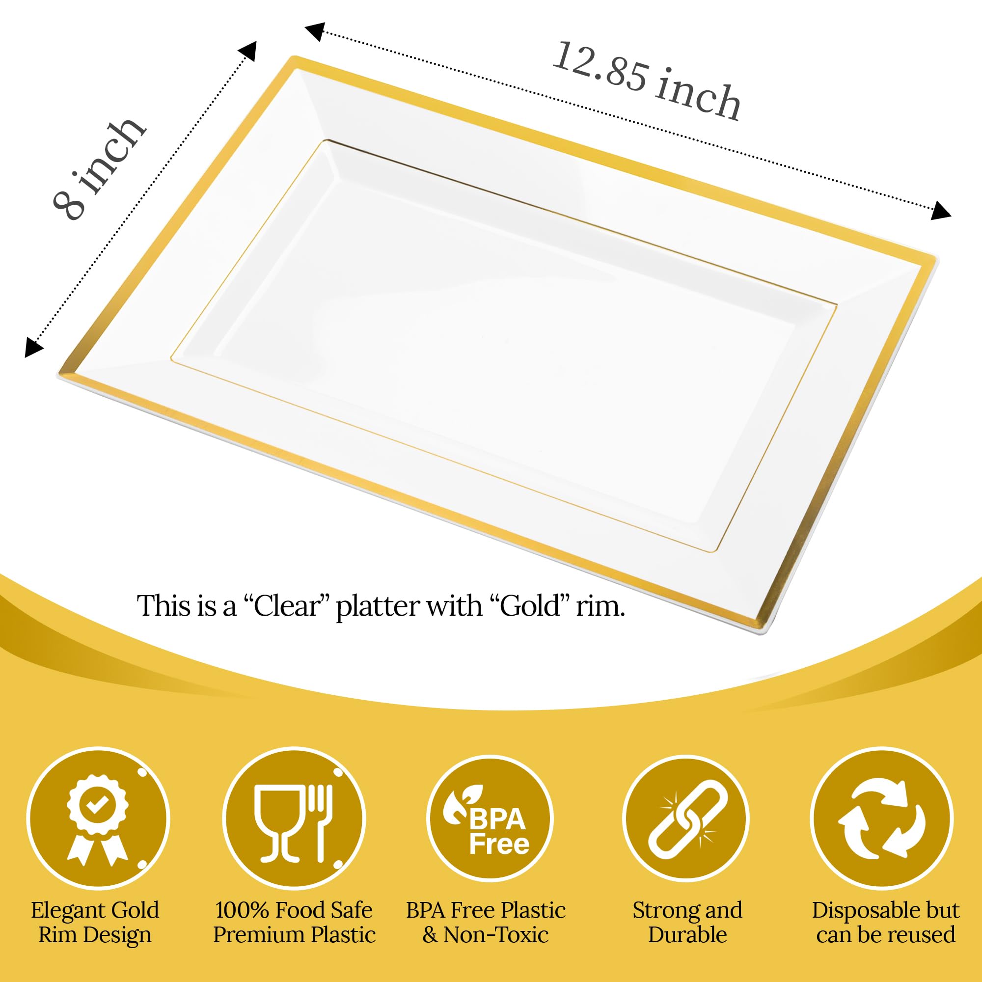 Mint Living 8x13 clear tray highlighting appetizers with disposable convenience
