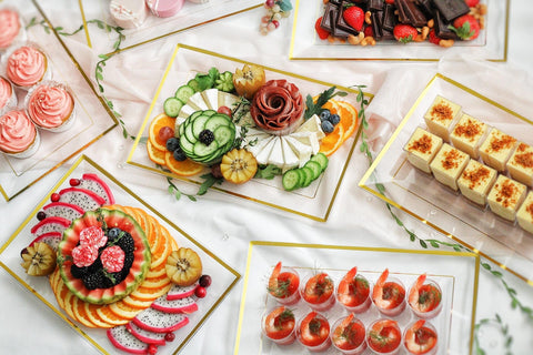 Mint Living clear gold-rim tray enhances cupcake displays with sophistication