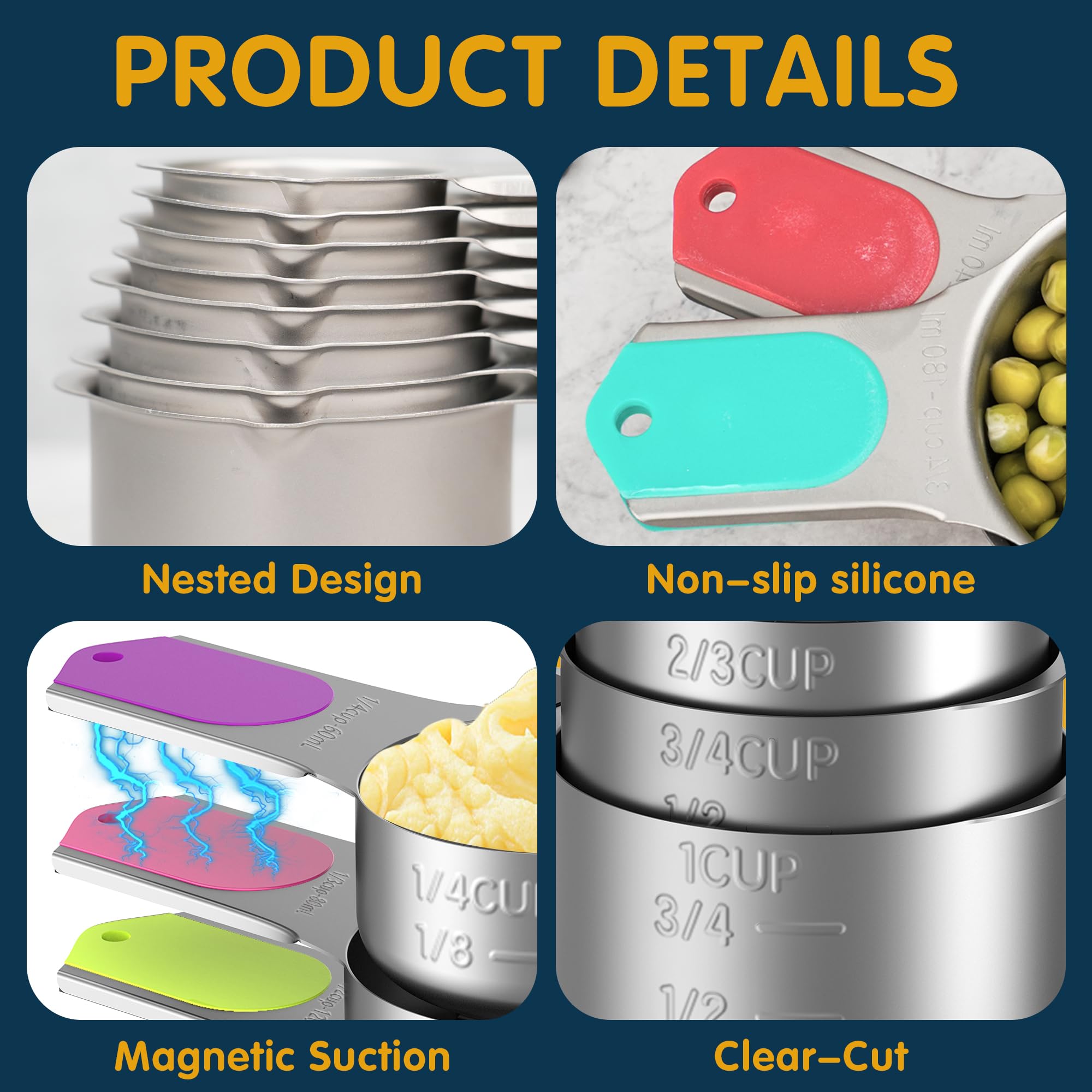Minteem cups with easy pour spout help you measure liquids precisely.