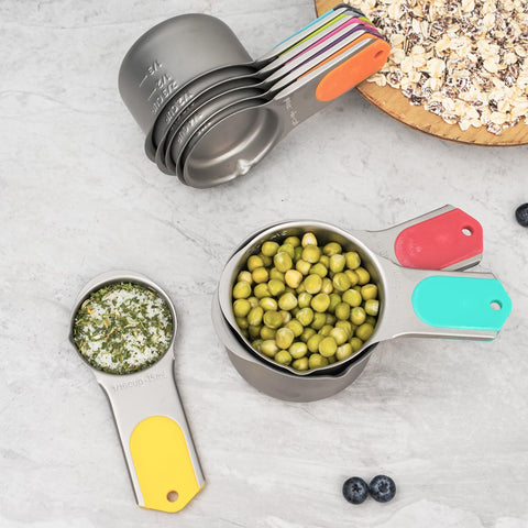 Minteem cups feature US and metric engravings for quick, accurate measurements.