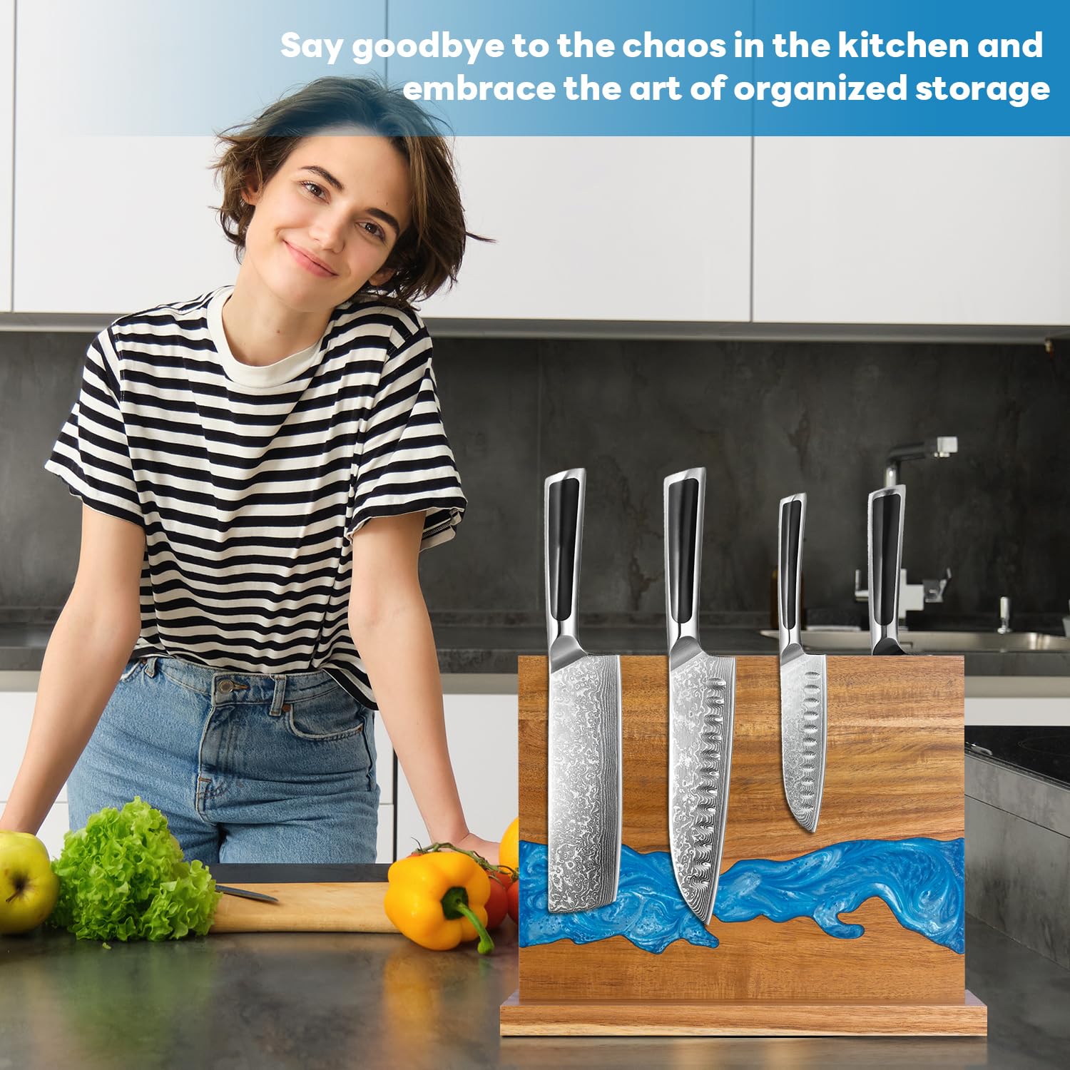 Minyuexia double-sided magnet provides easy access to knives on either side.