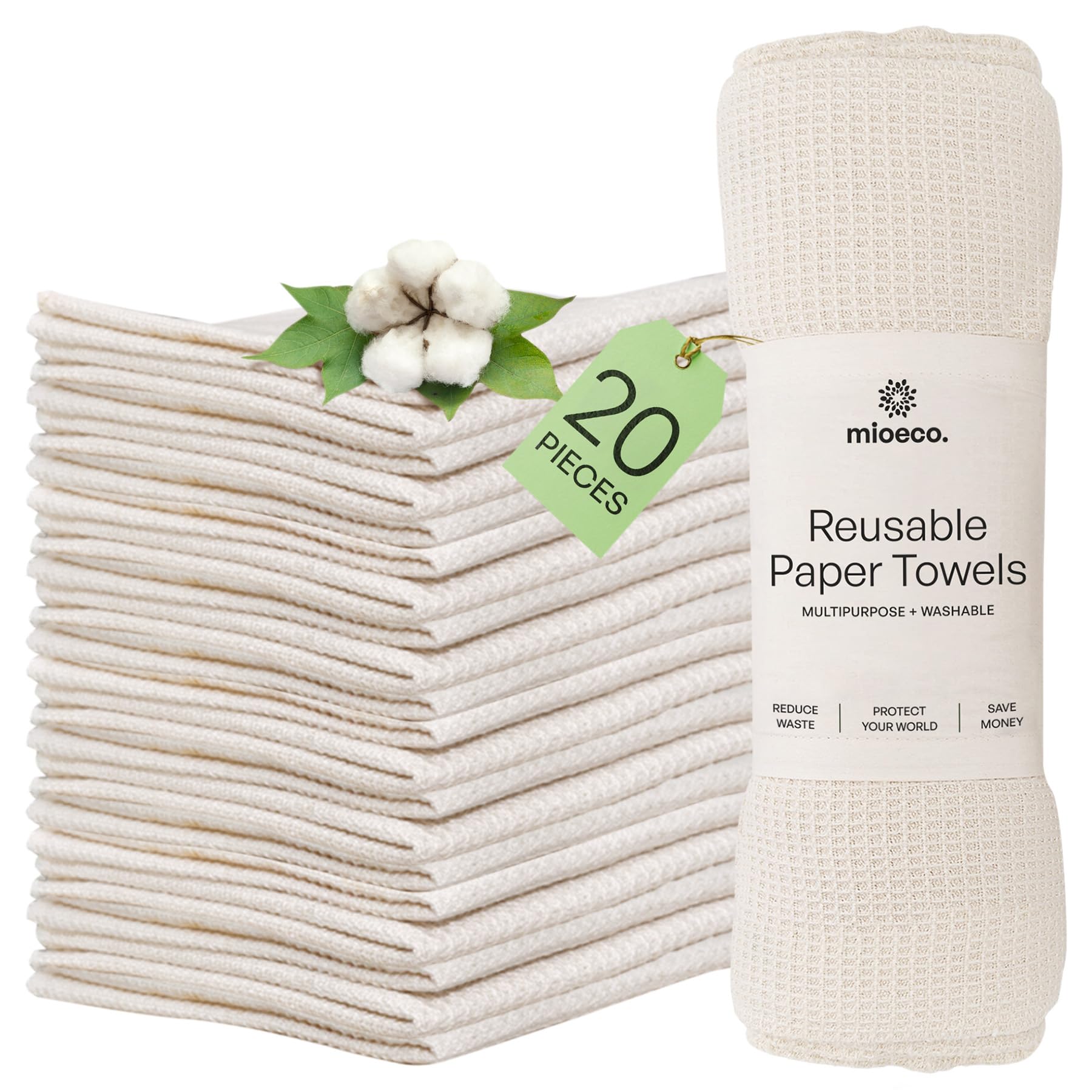 Mioeco unpaper towels pack absorbs kitchen spills with superior absorbency.