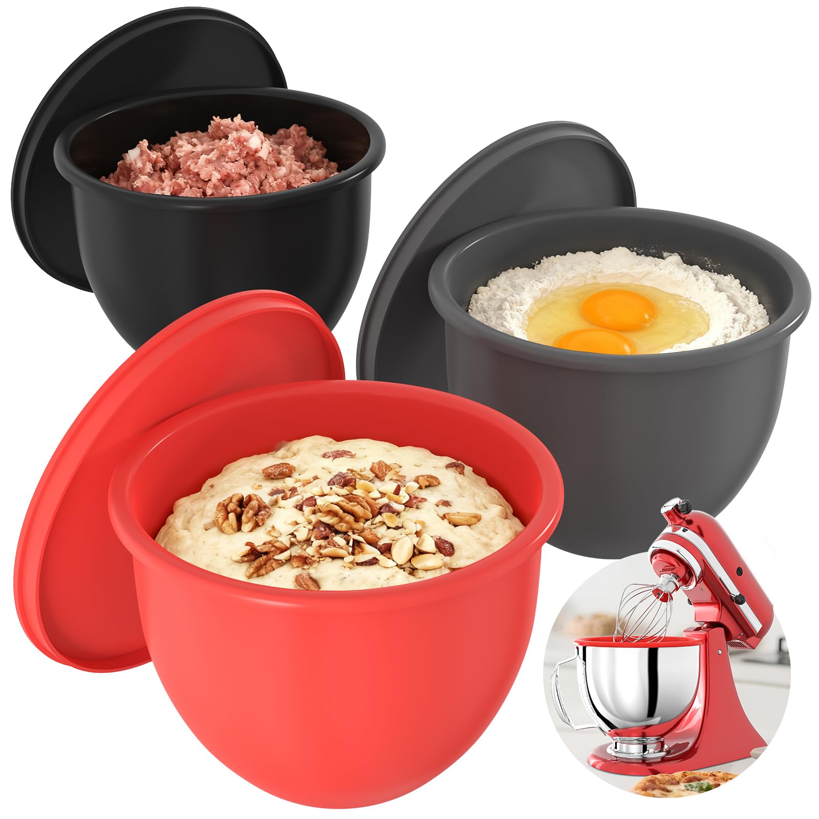 Miosruru 5QT silicone liner inside a KitchenAid bowl for easy prep.