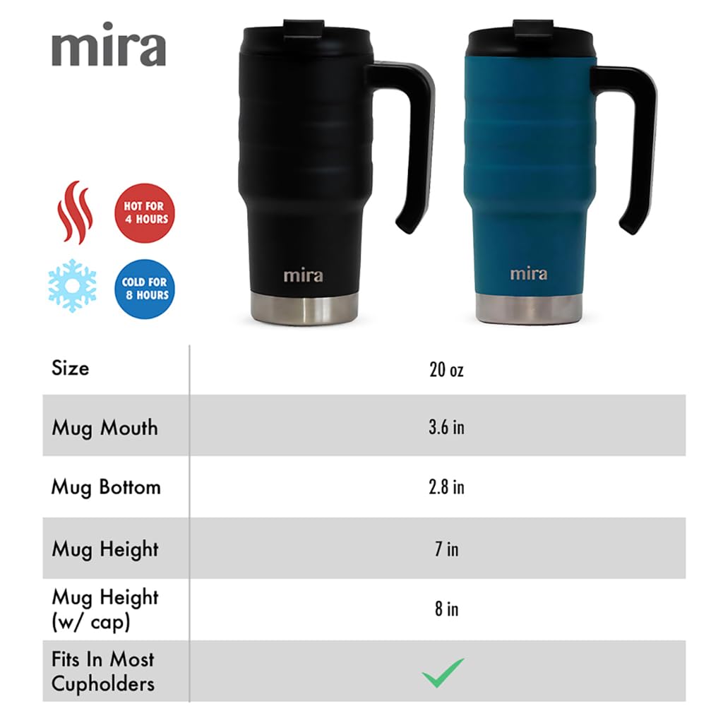 MIRA mug fits most cup holders for travel and errands.