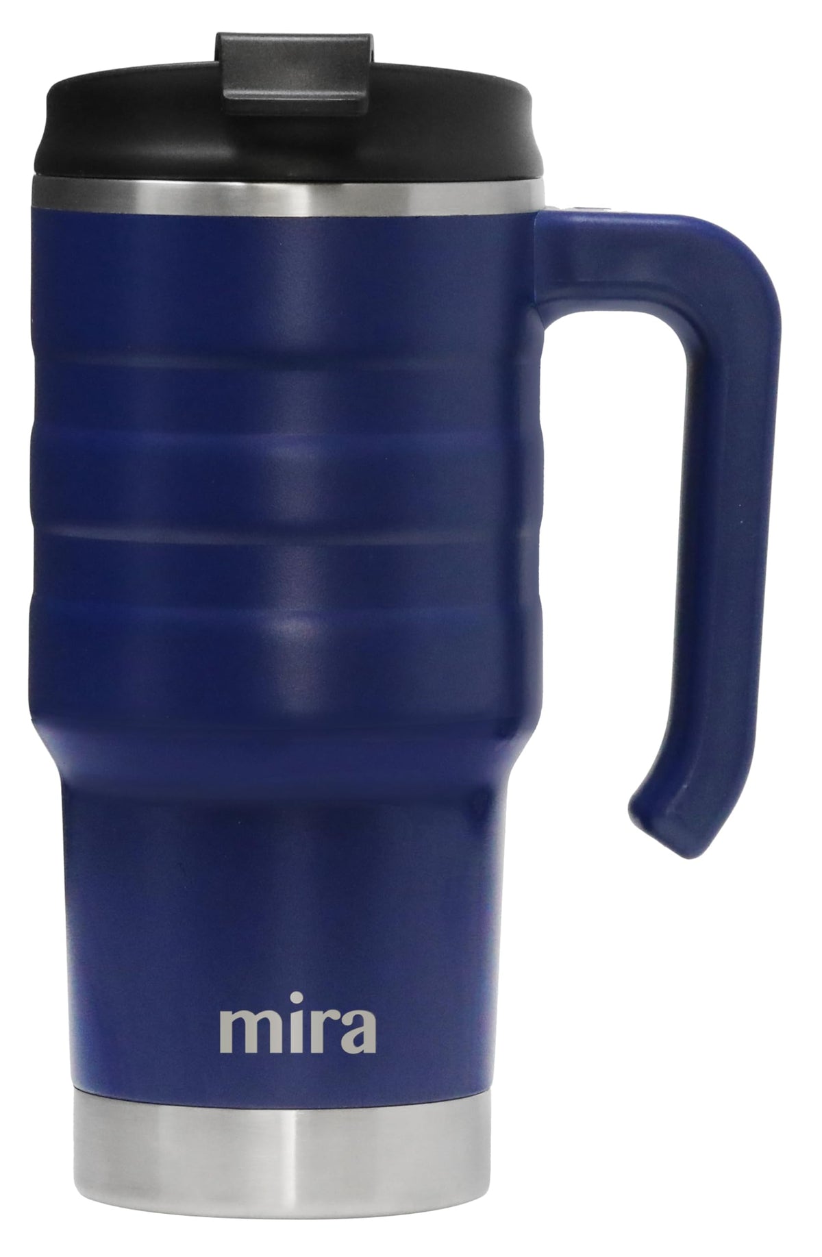 MIRA 20 oz insulated travel mug with spill-proof flip lid for secure on-the-go use.