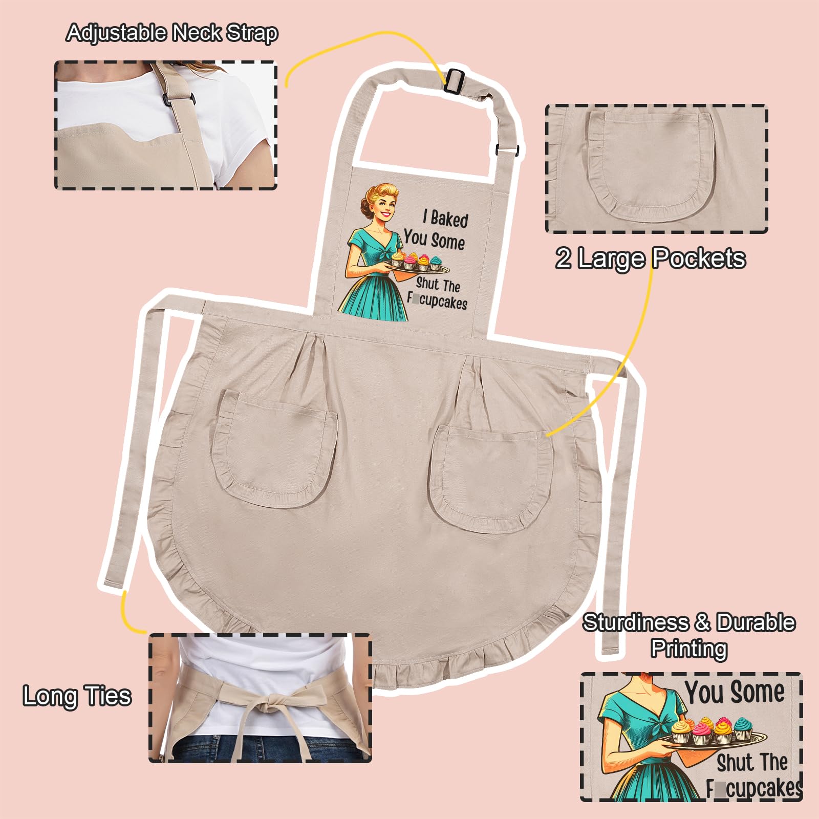 Miracu ruffle kitchen apron for women adds playful retro charm to cooking
