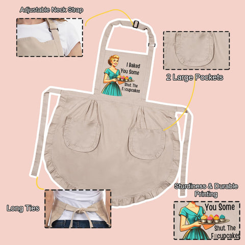 Miracu ruffle kitchen apron for women adds playful retro charm to cooking