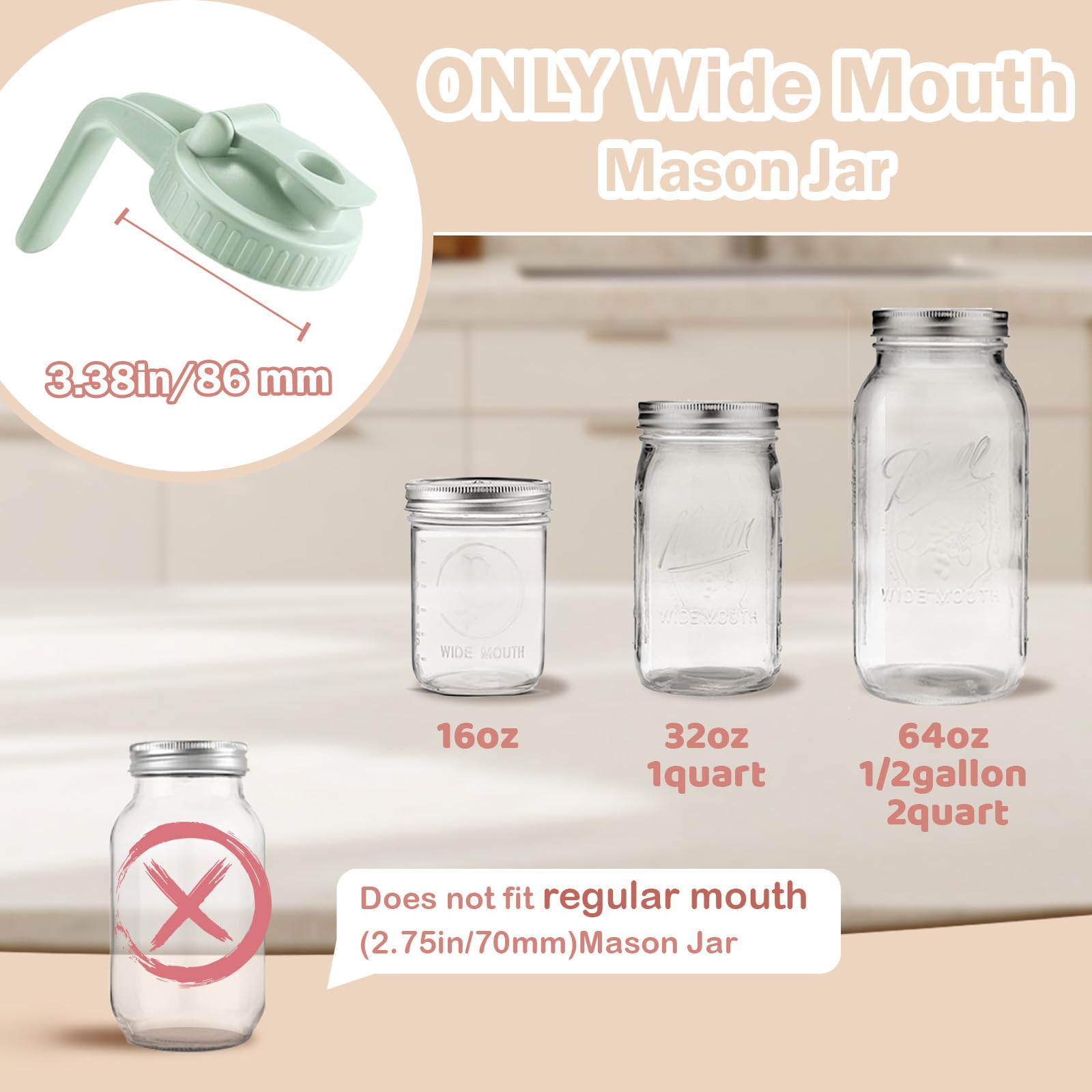 Miradexic wide mouth lid fits 86mm mason jars securely for a reliable seal.