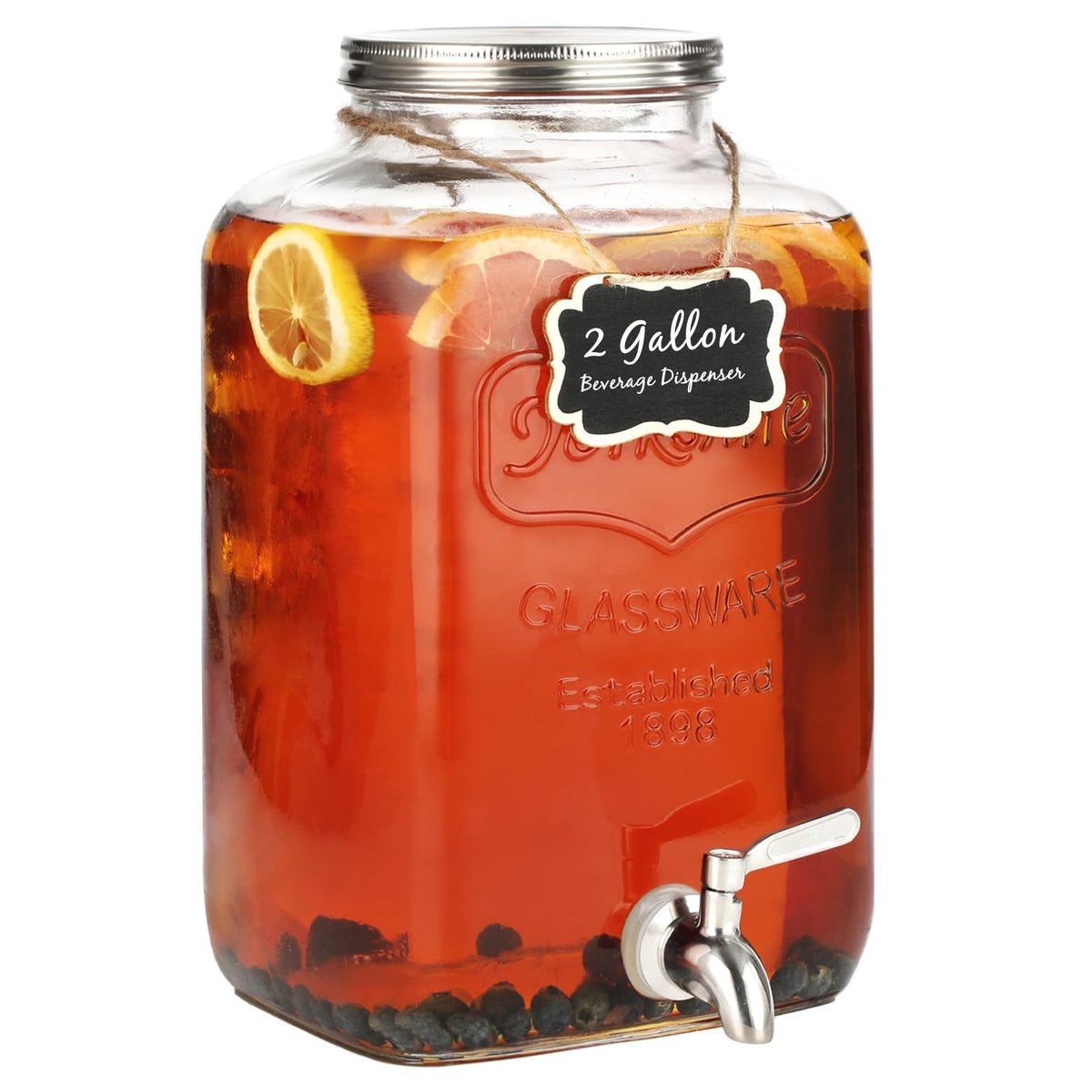 MiraEase 2 gallon glass dispenser with clear view for fresh beverages and easy serving