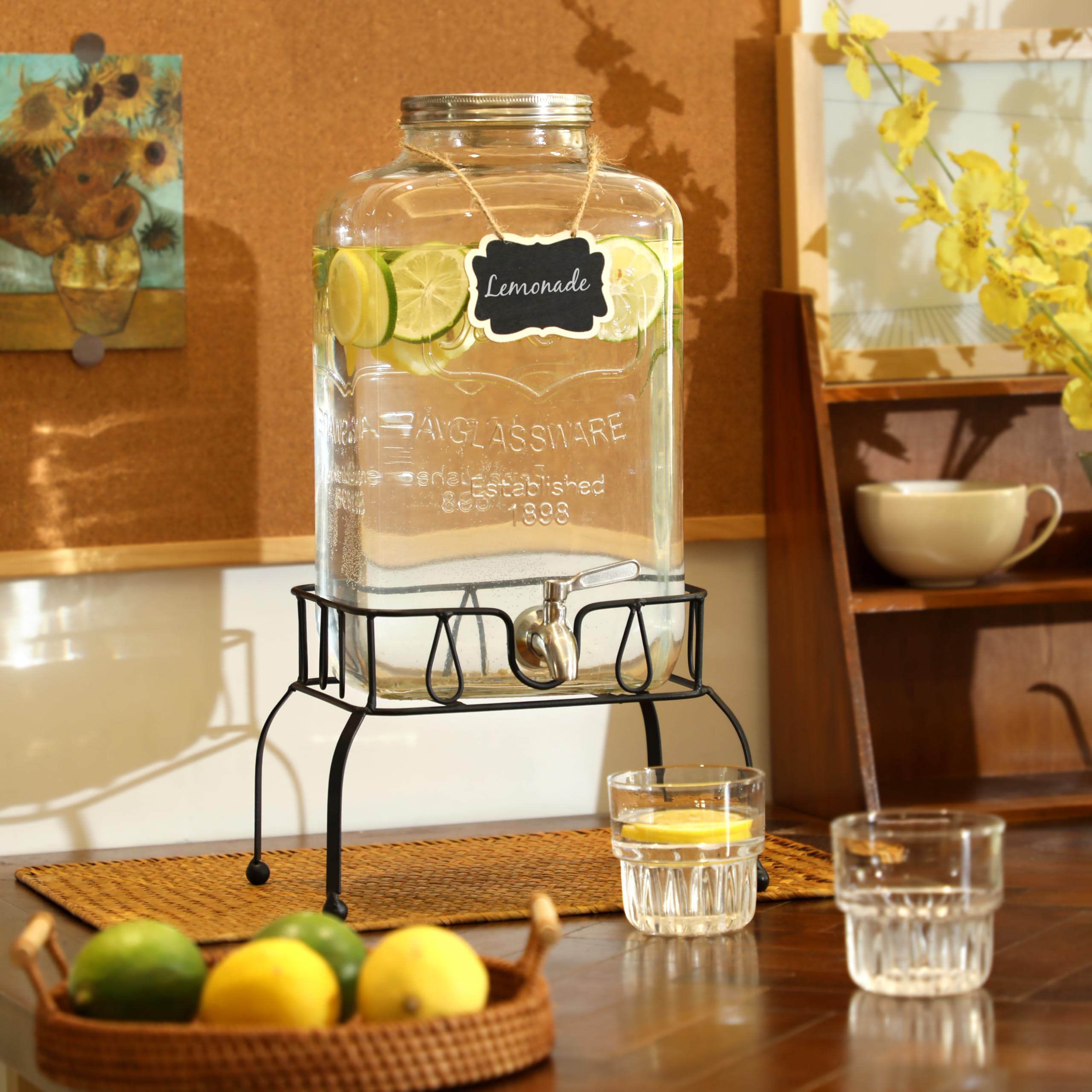 MiraEase 2-gallon capacity beverage dispenser great for lemonade and iced tea.