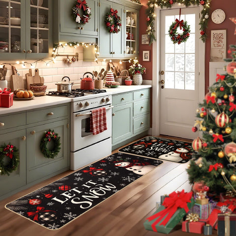Mirok Christmas kitchen rug machine washable for simple maintenance.