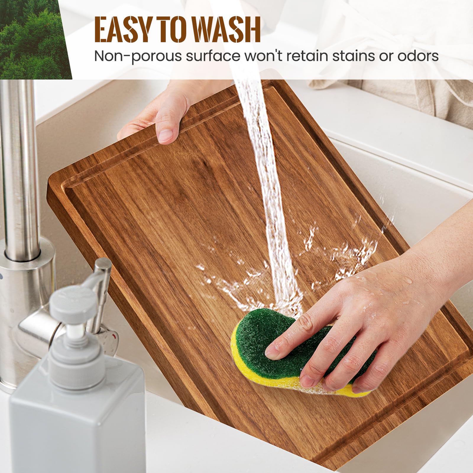 Misawce X-Large Acacia Cutting Board easy-clean polished finish