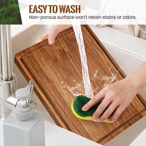 Misawce X-Large Acacia Cutting Board easy-clean polished finish