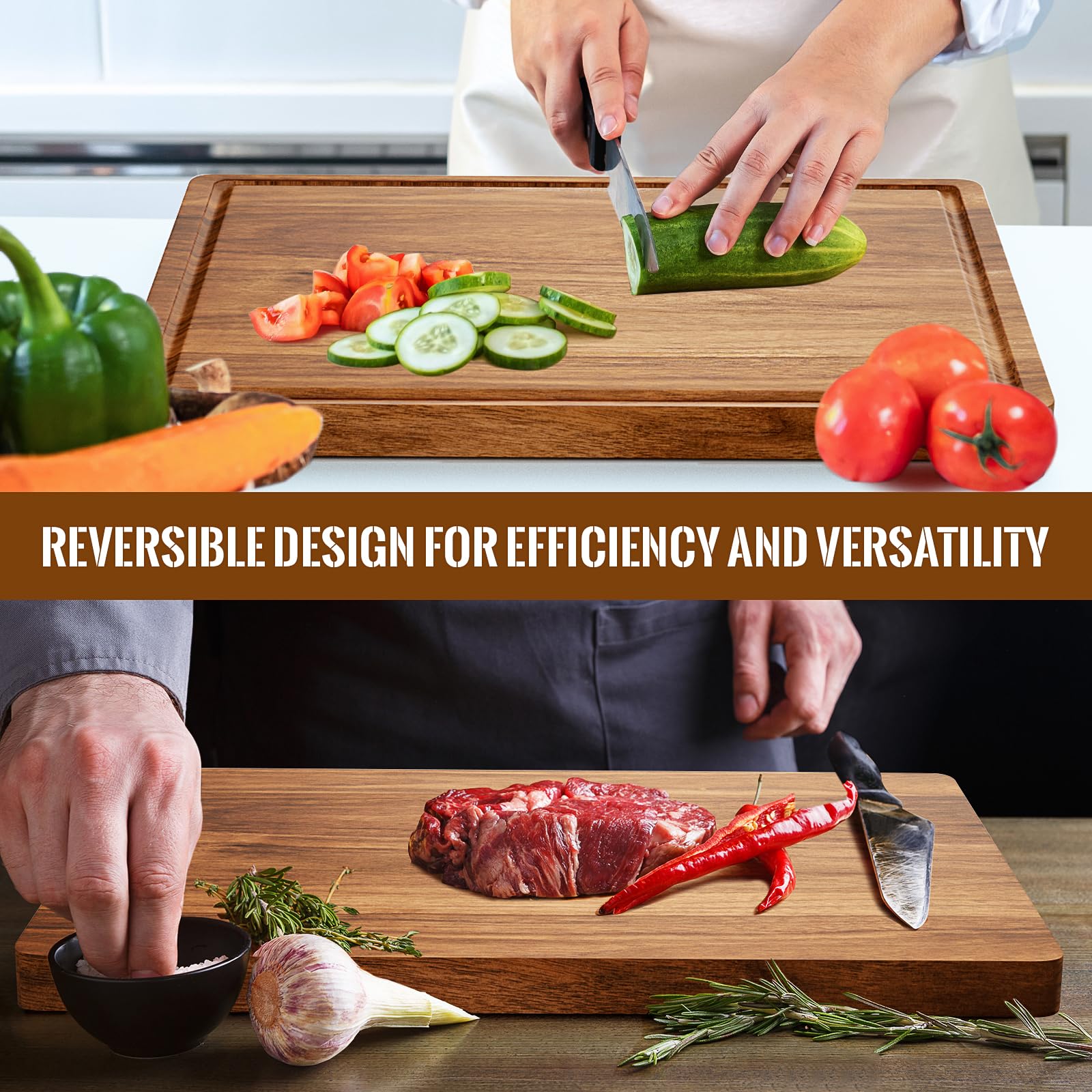 Misawce X-Large Acacia Cutting Board ideal for meat, cheese, and vegetables