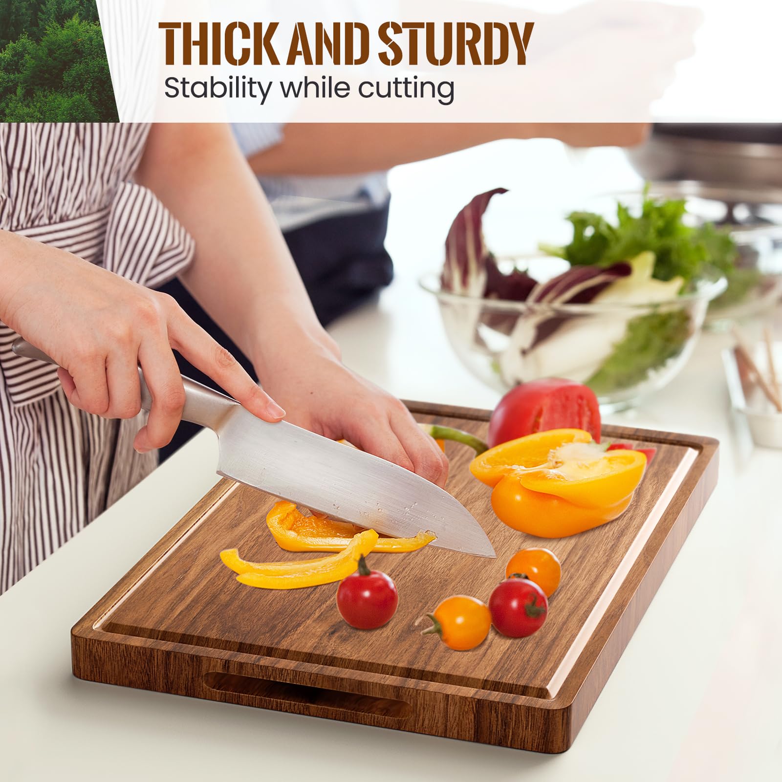 Misawce X-Large Acacia Cutting Board reversible surface for different prep types