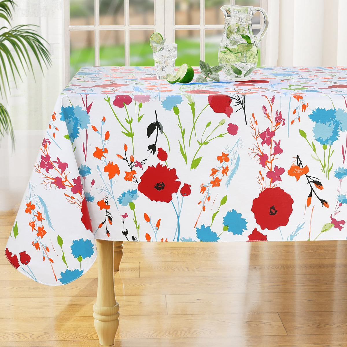misaya Rectangle Tablecloth with waterproof vinyl protects your table from spills