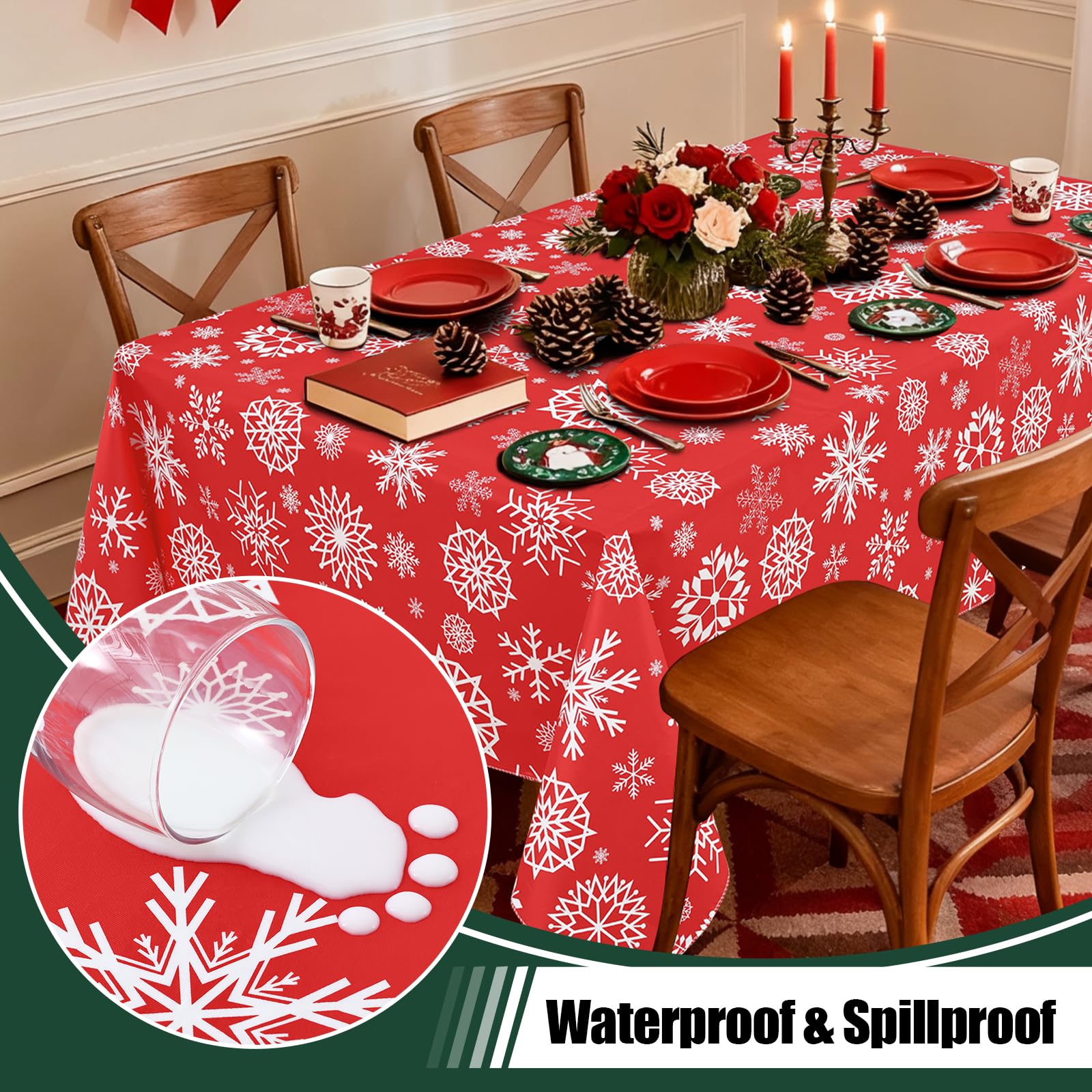 misaya red snowflake pattern tablecloth brings festive charm to gatherings