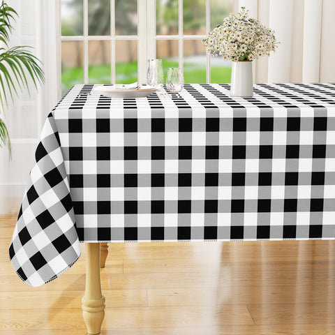Misaya square waterproof vinyl tablecloth with buffalo check protects surfaces from spills