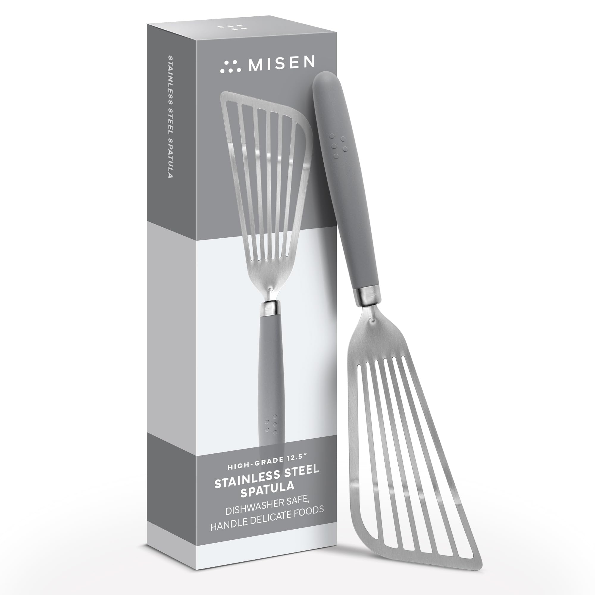 Misen fish spatula with slotted head for easy turning and draining excess oil