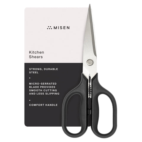 Misen heavy-duty kitchen shears with stainless steel body for versatile cutting.