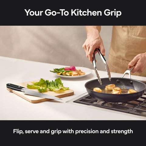 Misen scalloped edges provide effortless handling of delicate or thick foods.