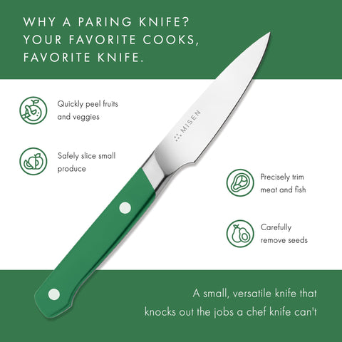 Misen paring knife laser-balanced feel for steady micro-movements during prep.