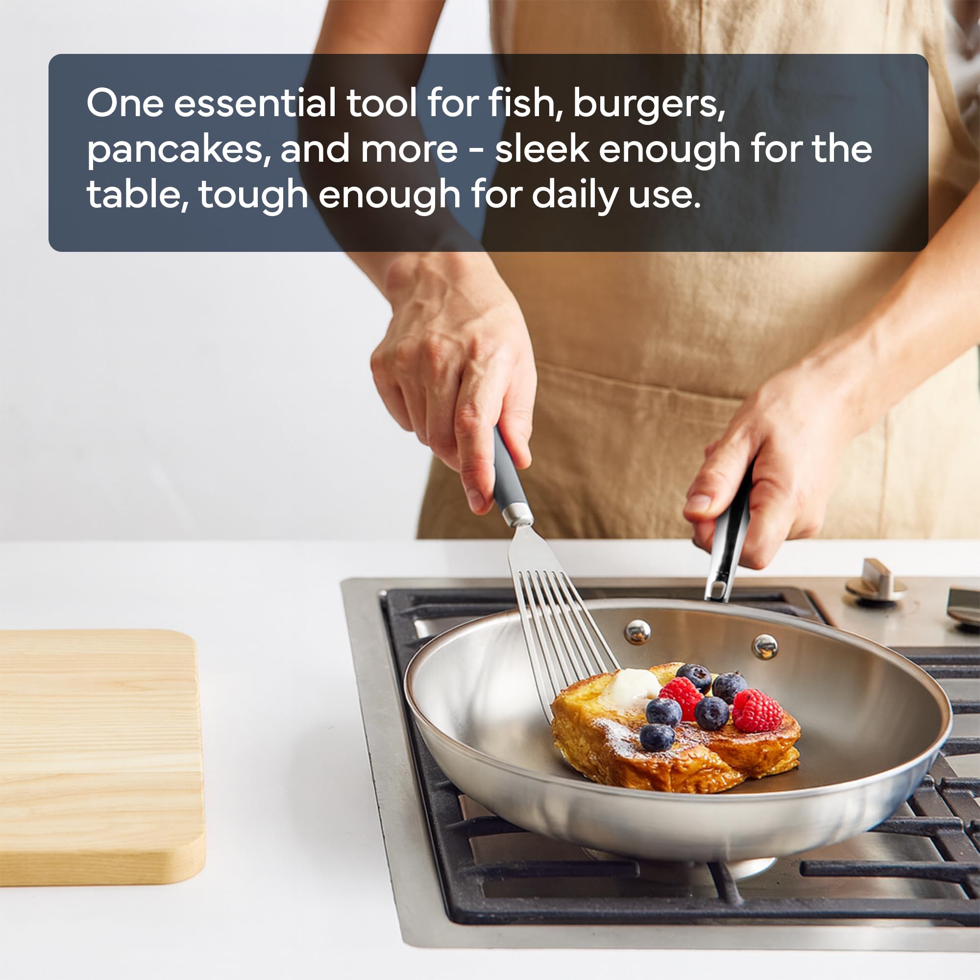 Misen 1mm thick flexible spatula reduces tearing delicate foods like eggs