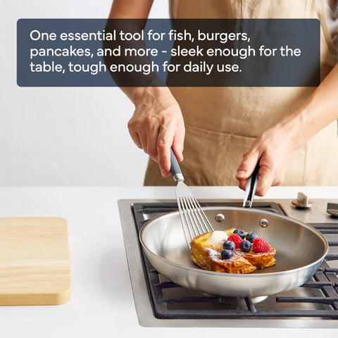 Misen 1mm thick flexible spatula reduces tearing delicate foods like eggs