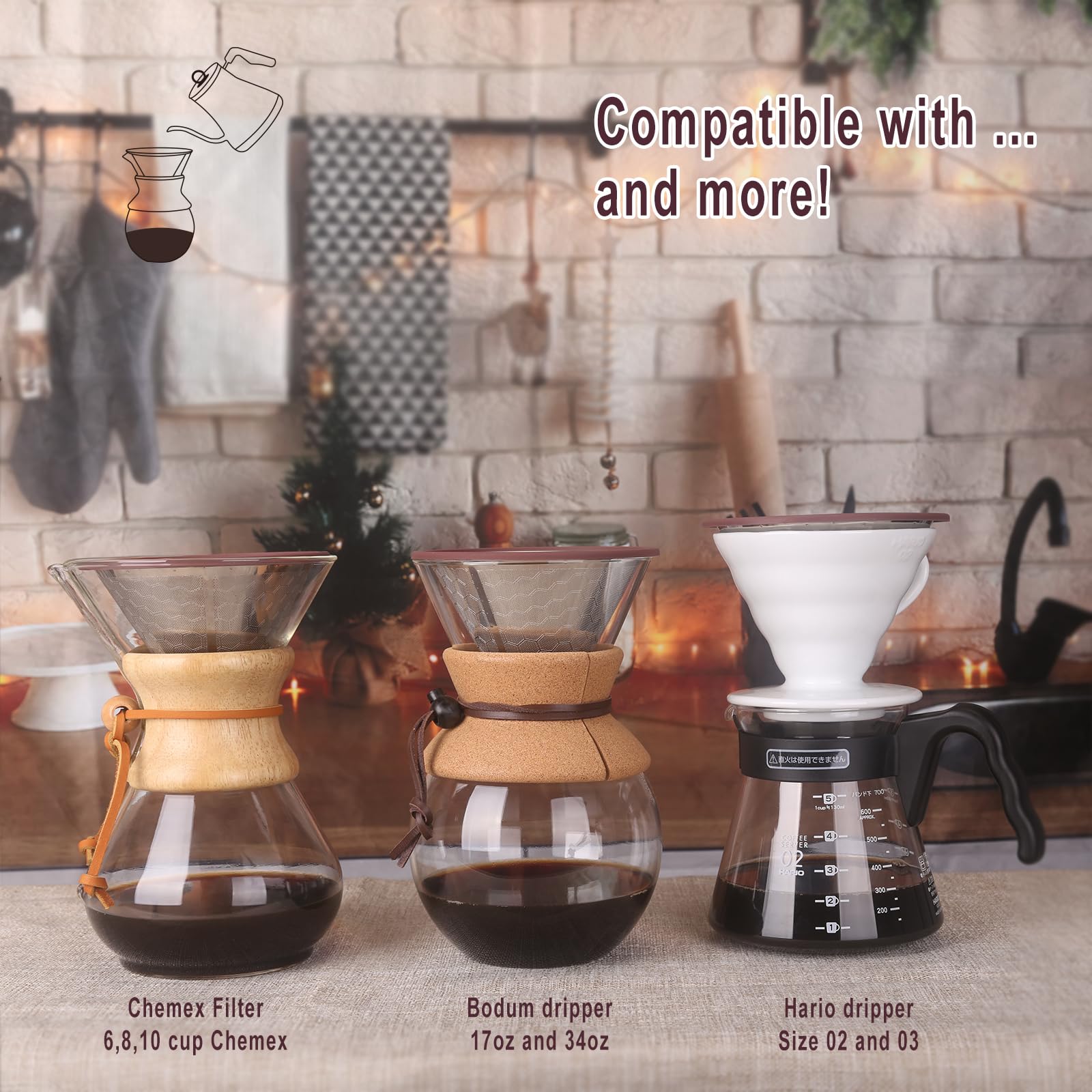 MISETTO 800-mesh steel filter in use delivering clear, rich brew.