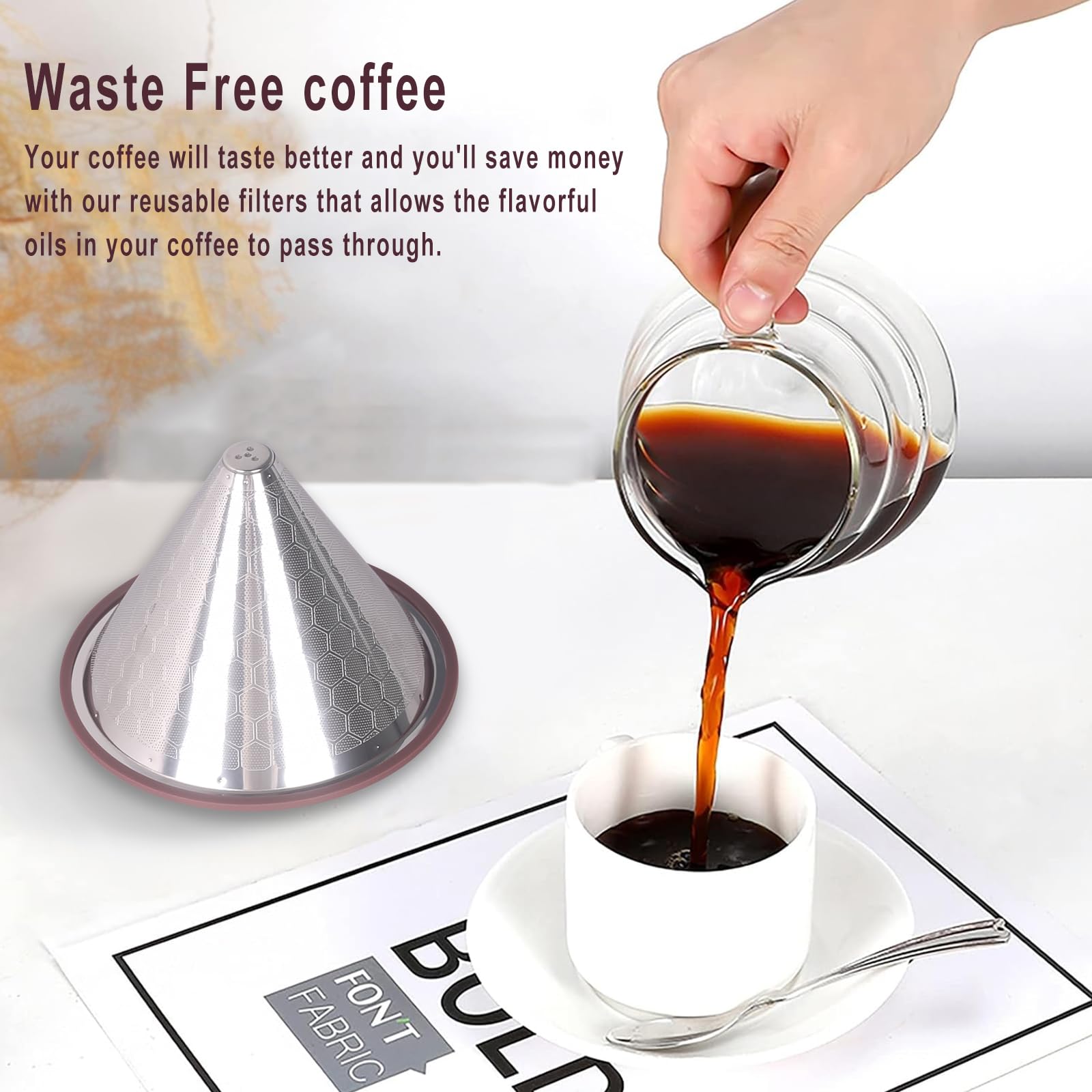 MISETTO filter beside Bodum carafe, supports versatile pour-over setups.