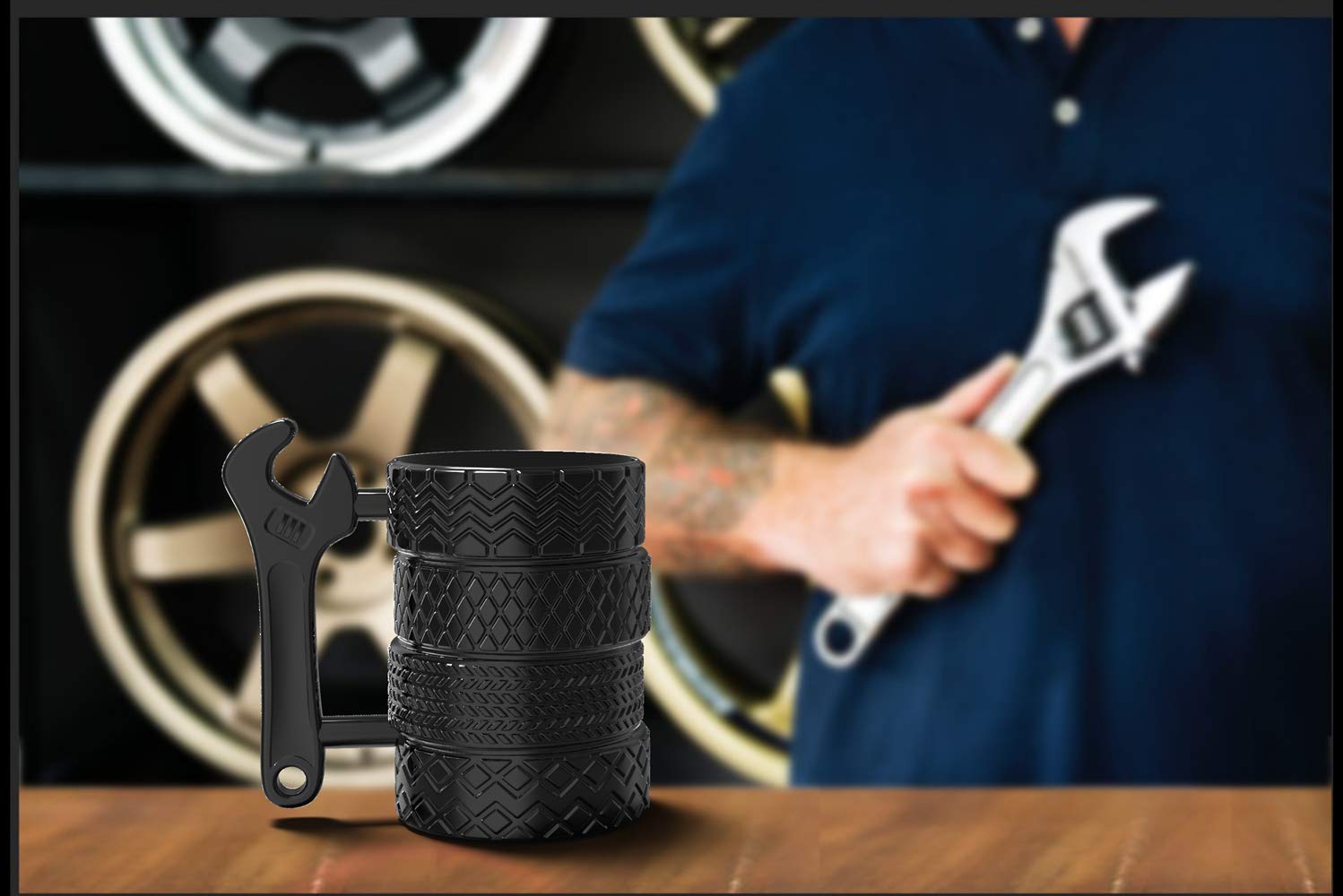 MISHOWNET novel-design tire motif suits mechanic-themed spaces