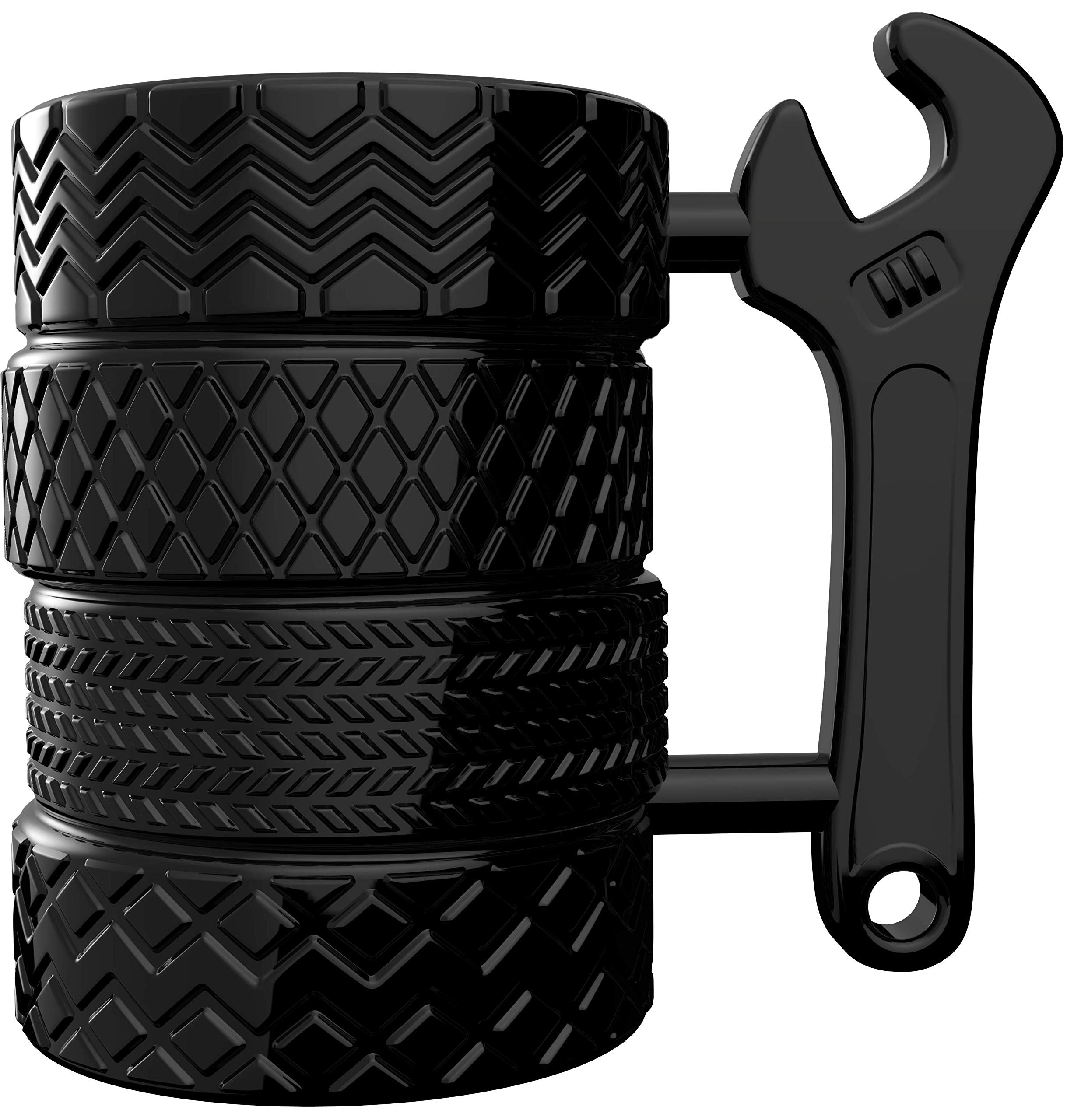 MISHOWNET tire-mug-stack design, ideal for car enthusiasts enjoying coffee on the go
