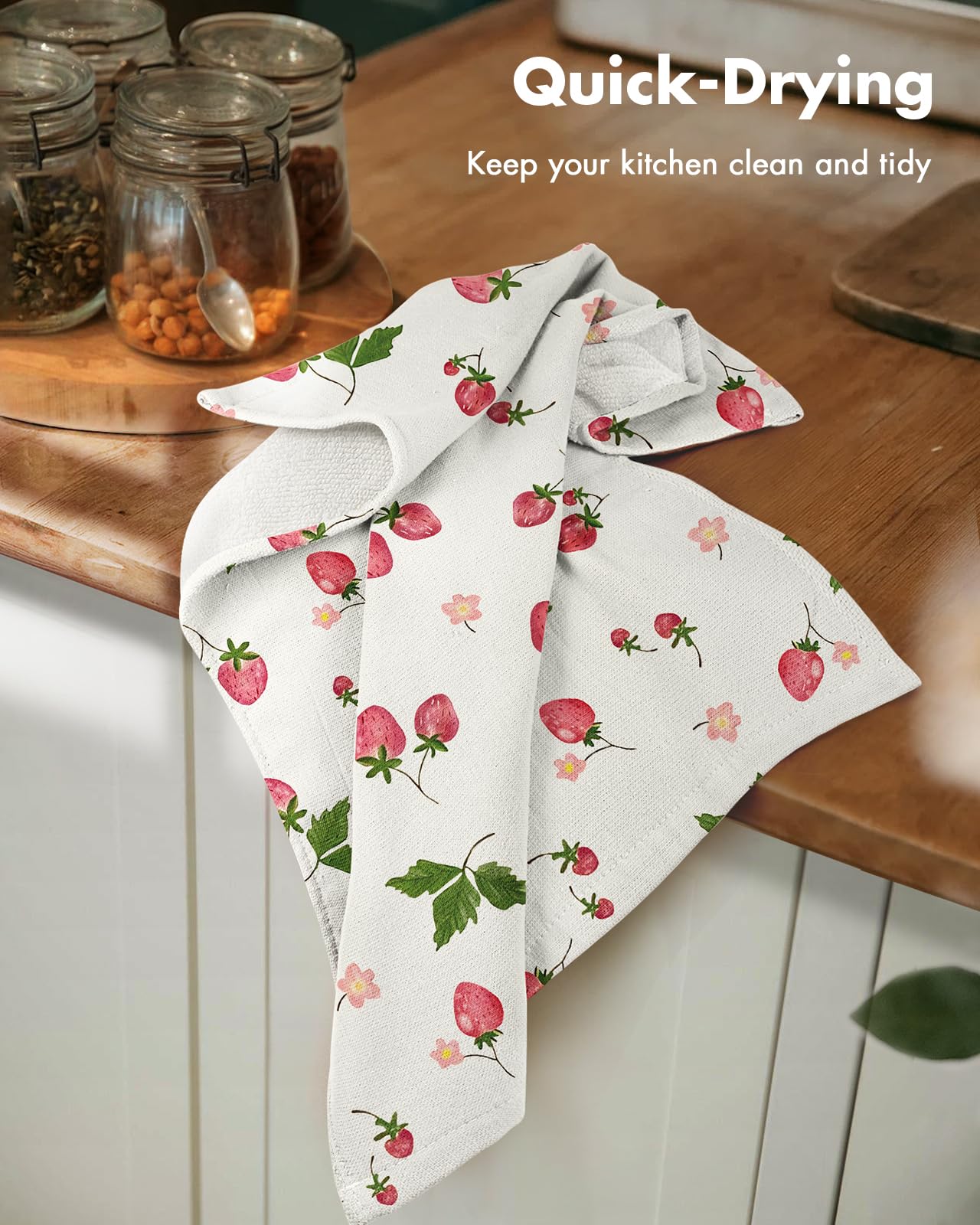 Miss Adola cotton kitchen towel 16x26 inches, ideal for drying dishes and polishing glassware.
