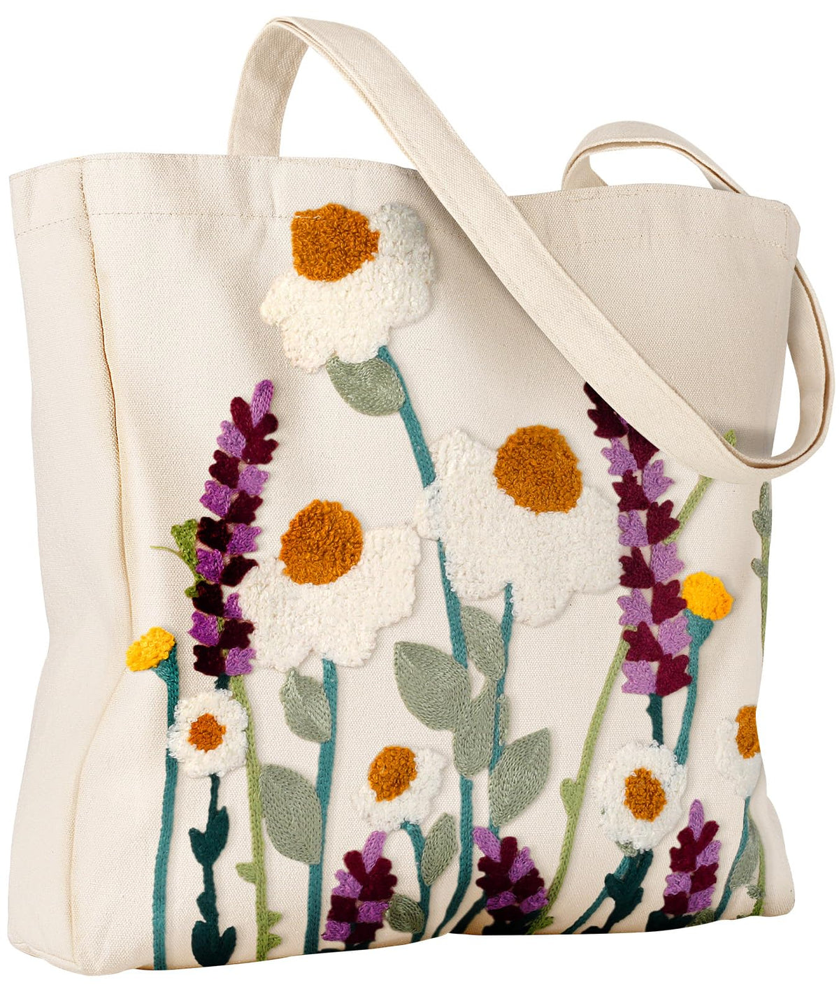 Miss Adola tote embroidery detail highlights textured 3D florals for stylish everyday use.