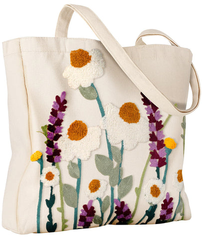 Miss Adola tote embroidery detail highlights textured 3D florals for stylish everyday use.
